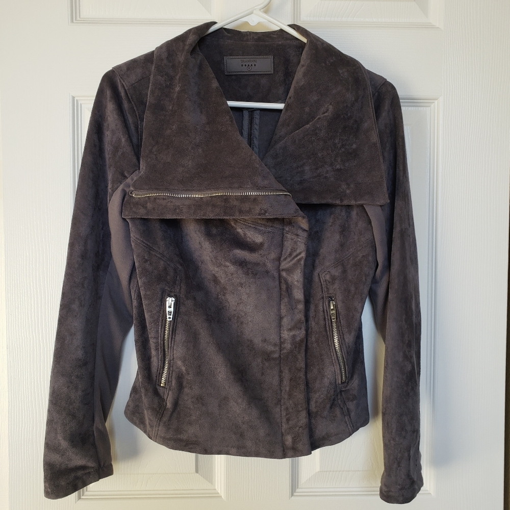 Blank NYC Gray Faux Suede Moto Jacket. Size Small
